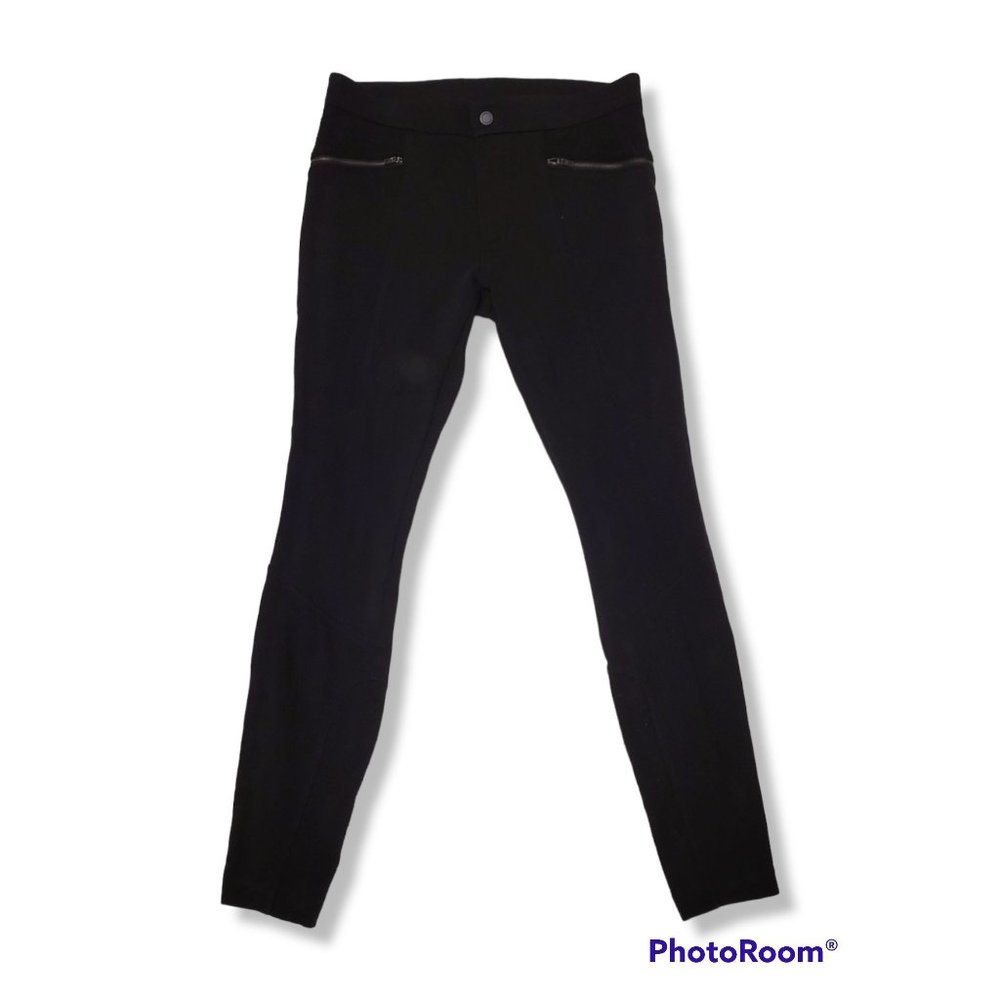 Athleta Black Ponte Moto 2.0 Mid Rise Stretchy Athlesuire Pants - 4